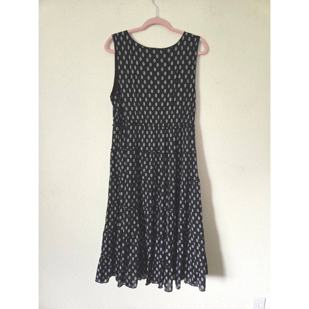 Style & Co Womens 2X Black White Floral Tiered Midi Dress V-Neck - Picture 5 of 8
